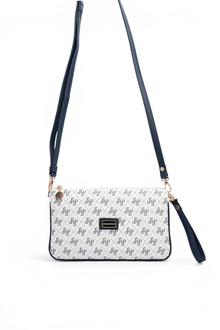 Silver Polo Beyaz - Lacivert Monogram Kadın Çapraz Çanta SP1291
