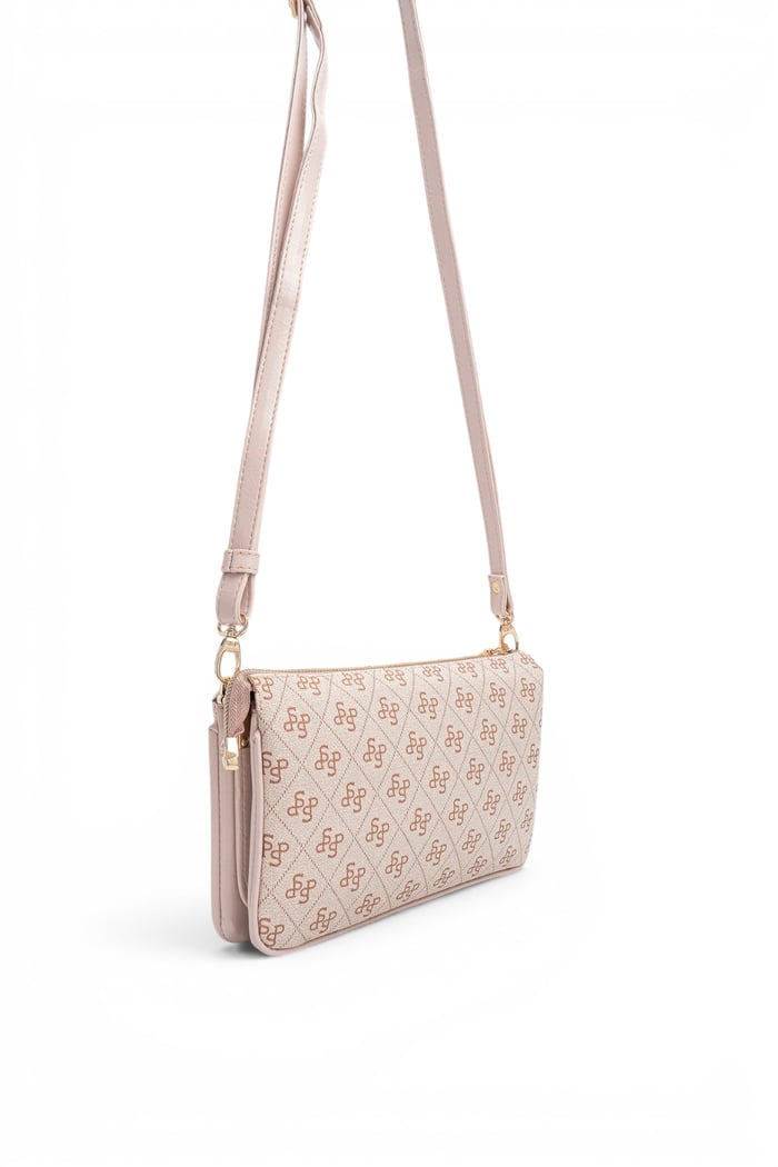 Silver Polo Pembe - Pudra Monogram Kadın Çapraz Çanta SP1291