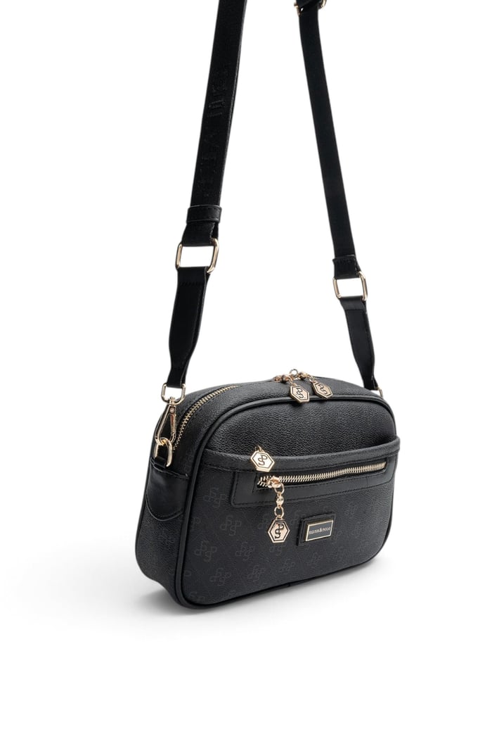 Silver Polo Siyah - Siyah Monogram Kadın Çapraz Çanta SP1297