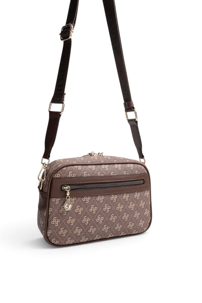 Silver Polo Kahve - Kahve Monogram Kadın Çapraz Çanta SP1297