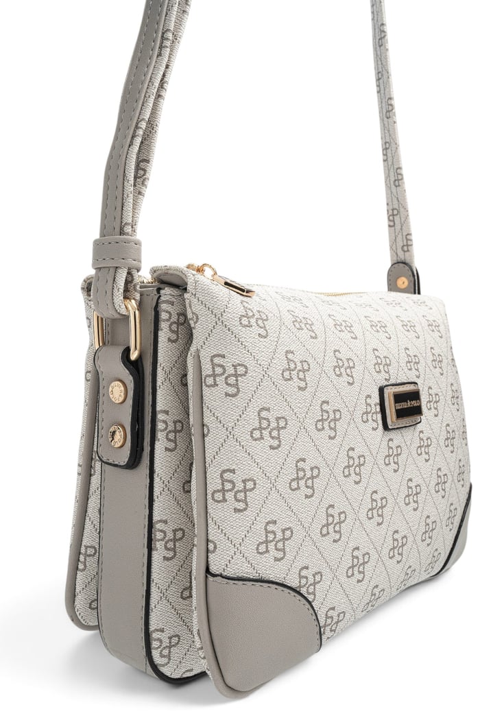 Silver Polo A.Gri - Gri Monogram Kadın Çapraz Çanta SP784