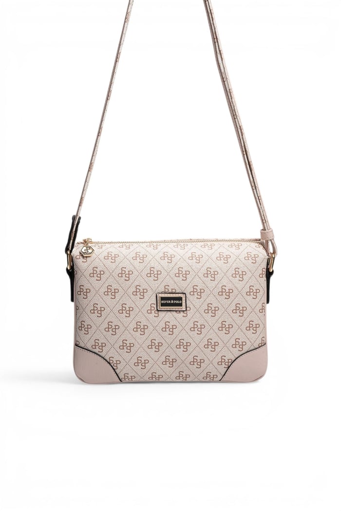 Silver Polo Pembe - Pudra Monogram Kadın Çapraz Çanta SP784