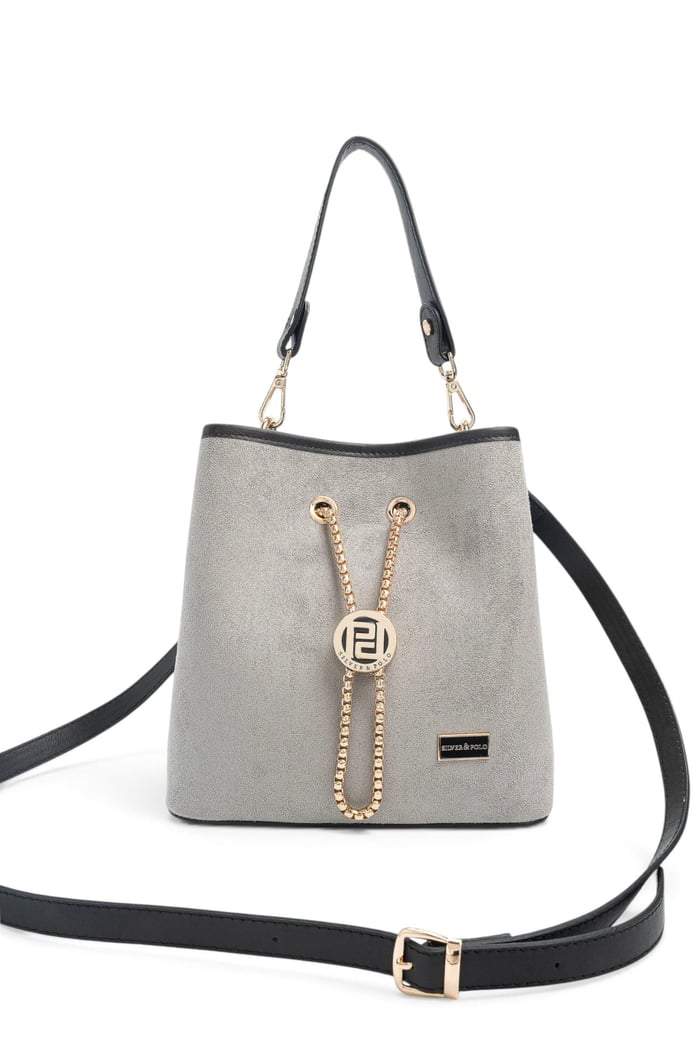 Silver Polo Füme - Siyah Süet Kadın Çapraz Çanta SP967