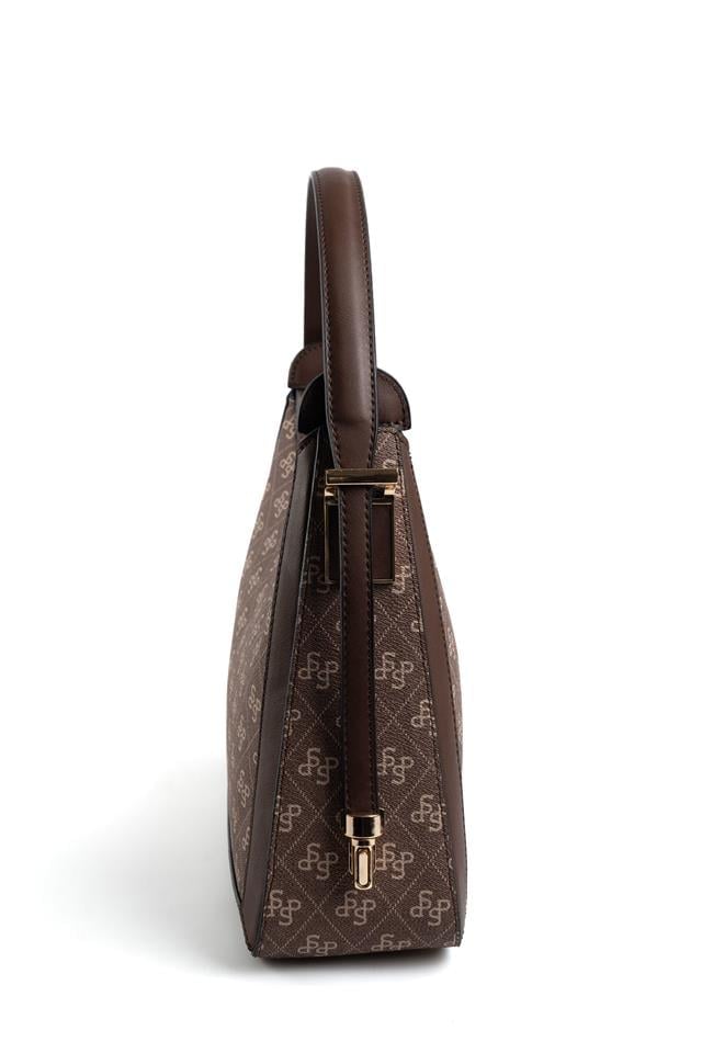 Silver & Polo SP1187 Kadın Omuz Çantası Monogram Kahve