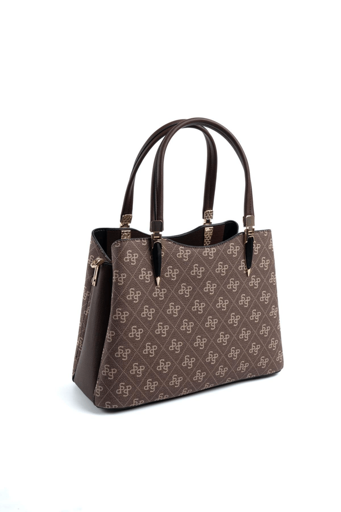 Silver & Polo SP1205 Kadın El Çantası Monogram Kahve
