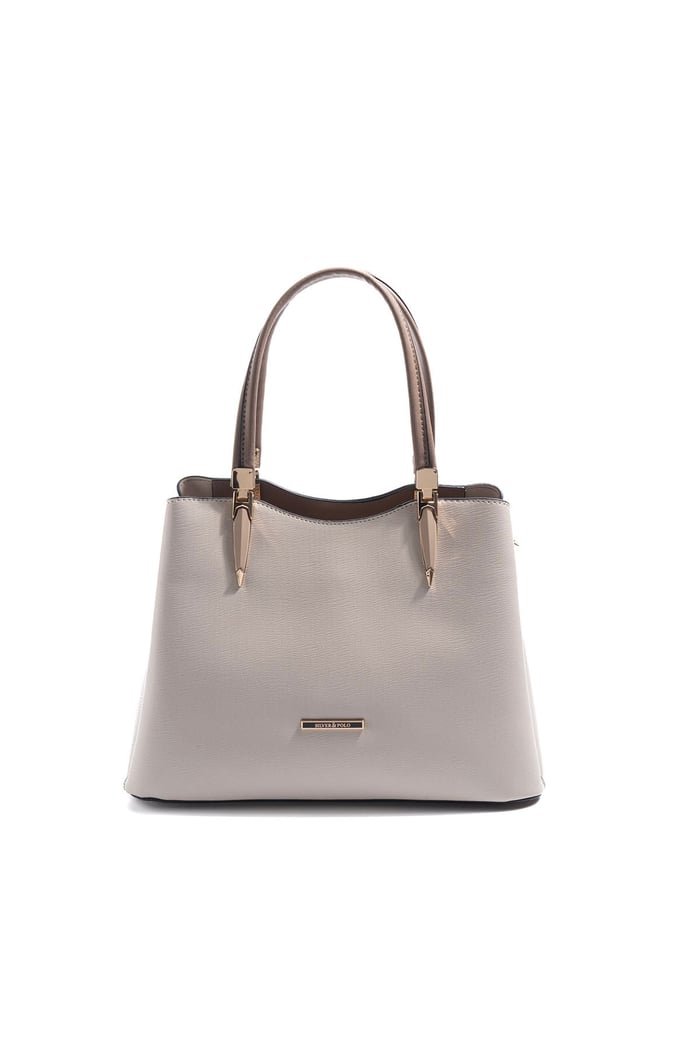 Silver & Polo SP1205 Kadın El Çantası Düz Bej-Latte