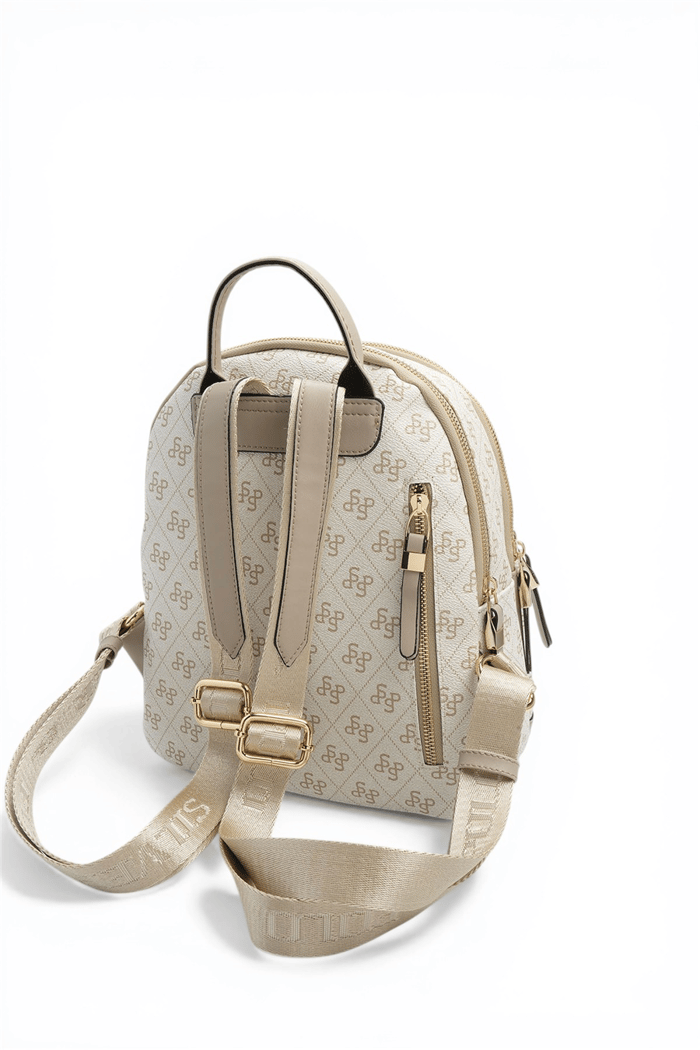 Silver & Polo SP1265 Kadın Sırt Çantası Monogram Bej-Kum