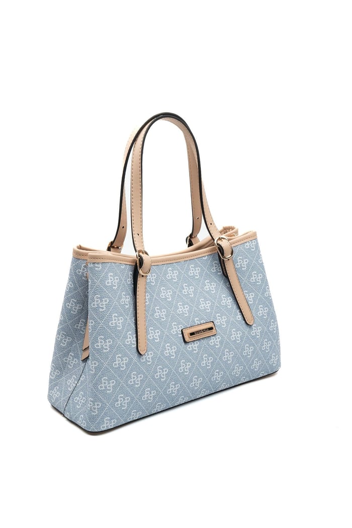 Silver & Polo SP1252 Kadın El Çantası Monogram Mavi-Ten