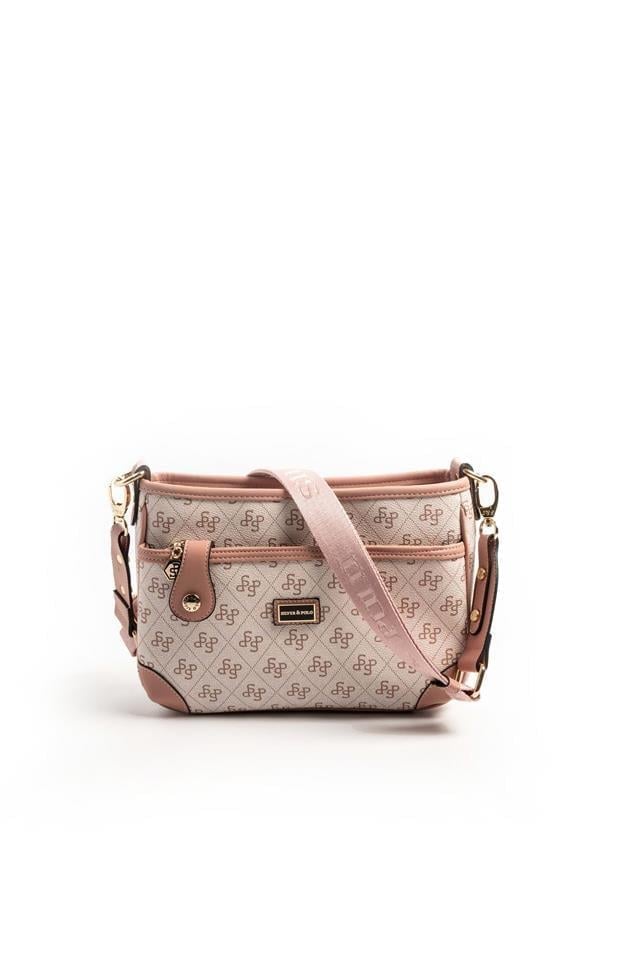 Silver Polo Pembe - Somon Monogram Kadın Çapraz Çanta SP1160
