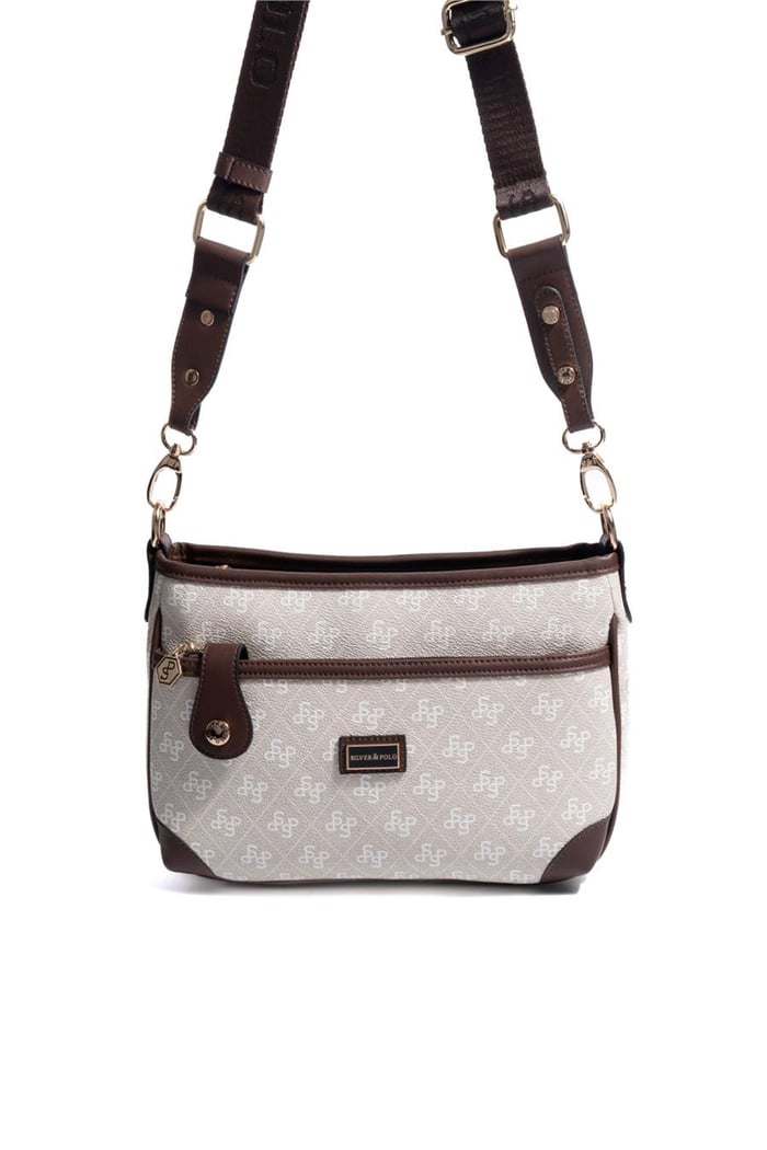 Silver Polo Taş - Kahve Monogram Kadın Çapraz Çanta SP1160