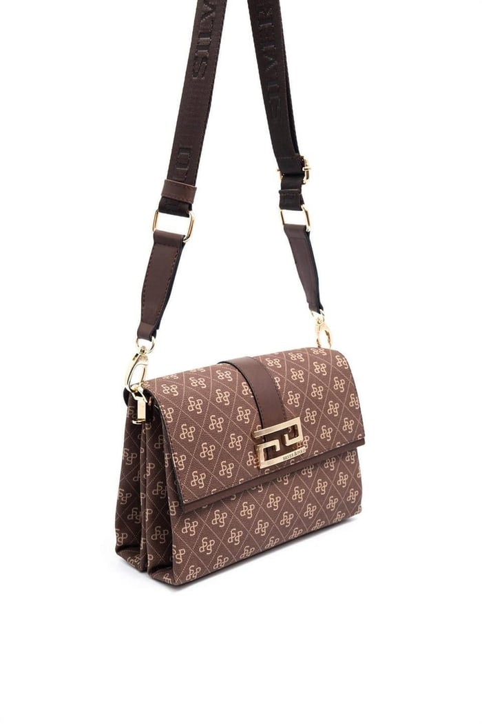 Silver & Polo SP1009 Kadın Çapraz Çanta Monogram Kahve