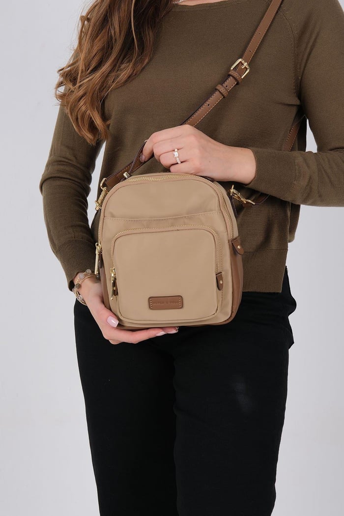 Silver Polo Vizon - Camel Saten Kadın Çapraz Çanta SP1220