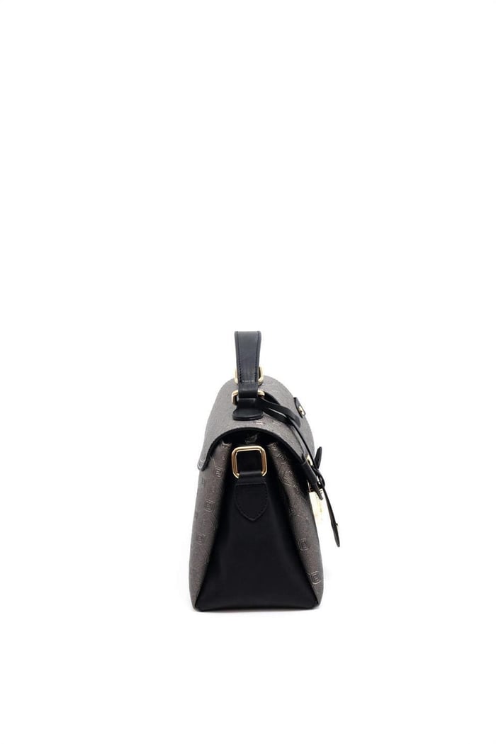 Silver & Polo SP1159 Kadın El Çantası Logolu Platin-Siyah
