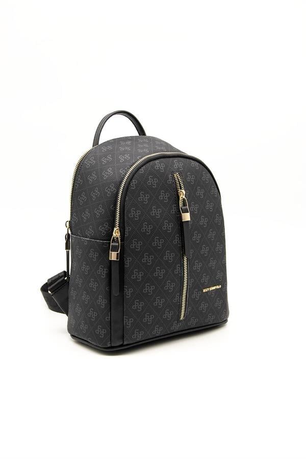 Silver & Polo SP901 Kadın Sırt Çantası Monogram Siyah