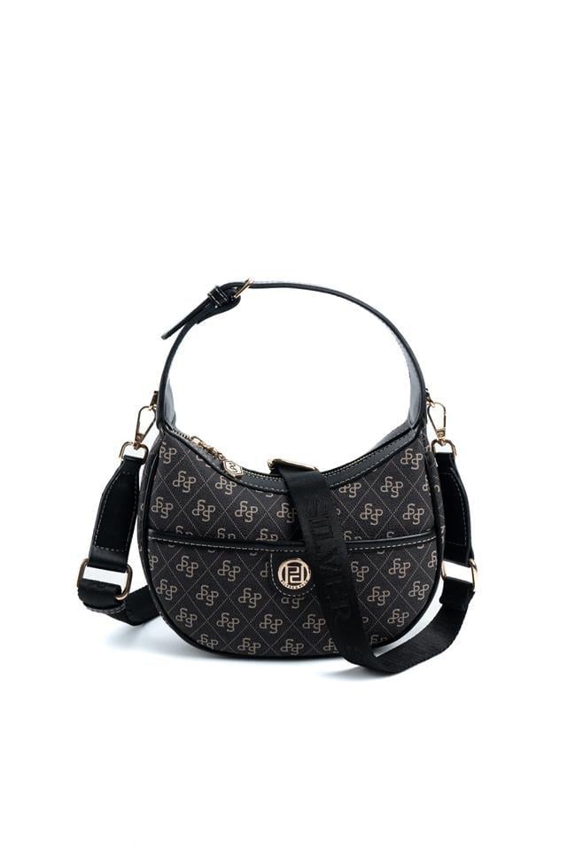 Silver & Polo SP1194 Kadın Omuz Çantası Monogram Füme-Siyah