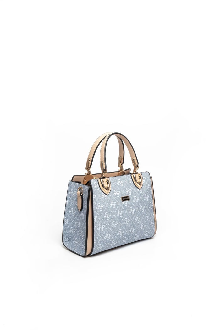 Silver & Polo SP1133 Kadın El Çantası Monogram Mavi-Ten