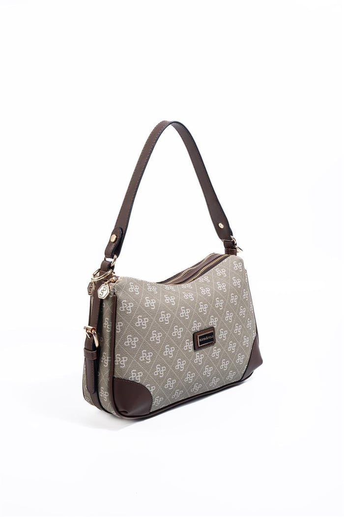 Silver Polo Y.Yeşil - Kahve Monogram Kadın Omuz Çantası SP1269