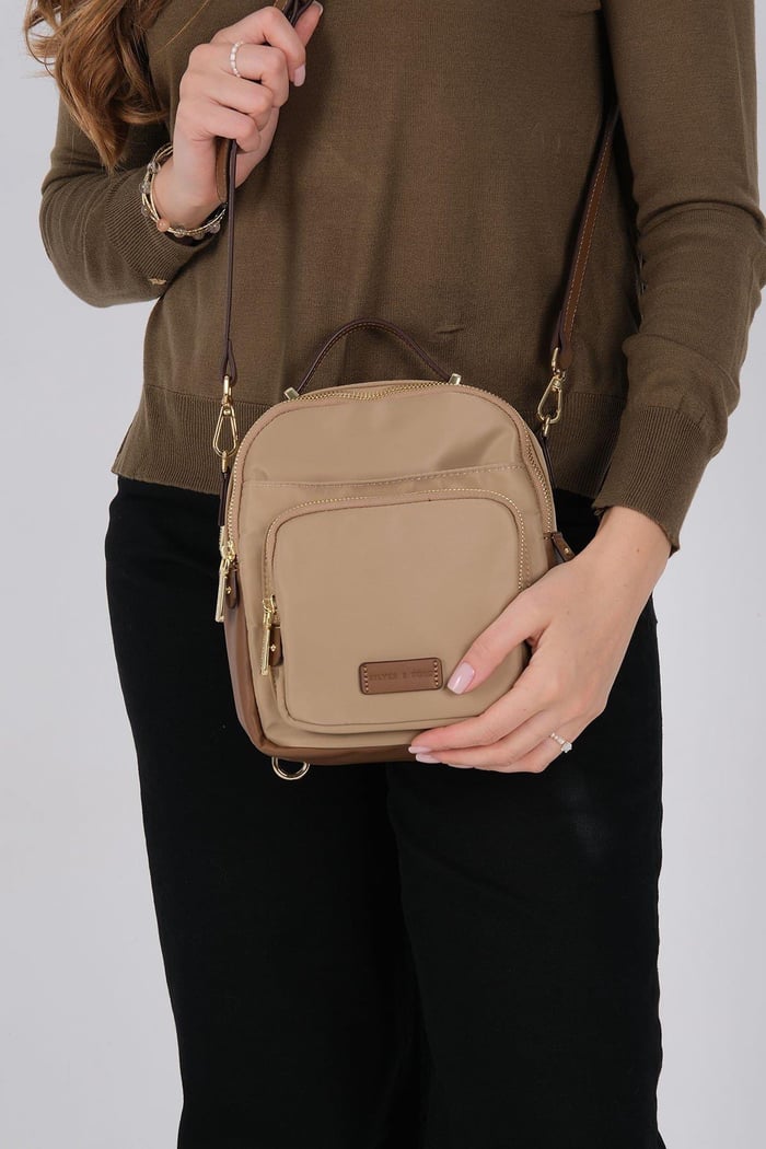 Silver Polo Vizon - Camel Saten Kadın Çapraz Çanta SP1220