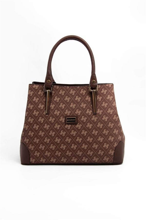 Silver & Polo SP667 Kadın El Çantası Monogram Kahve