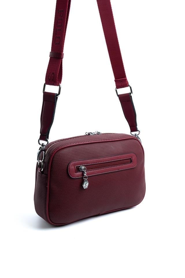 Silver Polo Bordo - Bordo Petek Kadın Çapraz Çanta SP1094