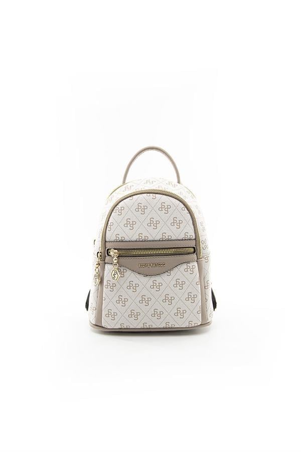 Silver & Polo SP983 Kadın Sırt Çantası Monogram Bej-Kum