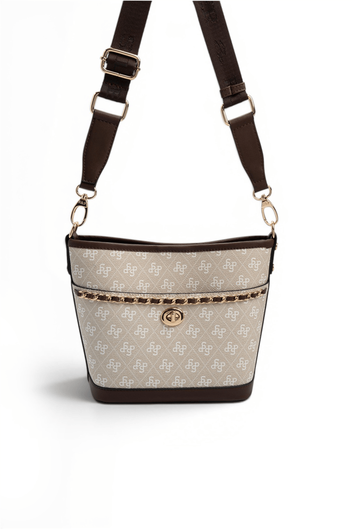 Silver Polo Taş - Kahve Monogram Kadın Omuz Çantası SP1284