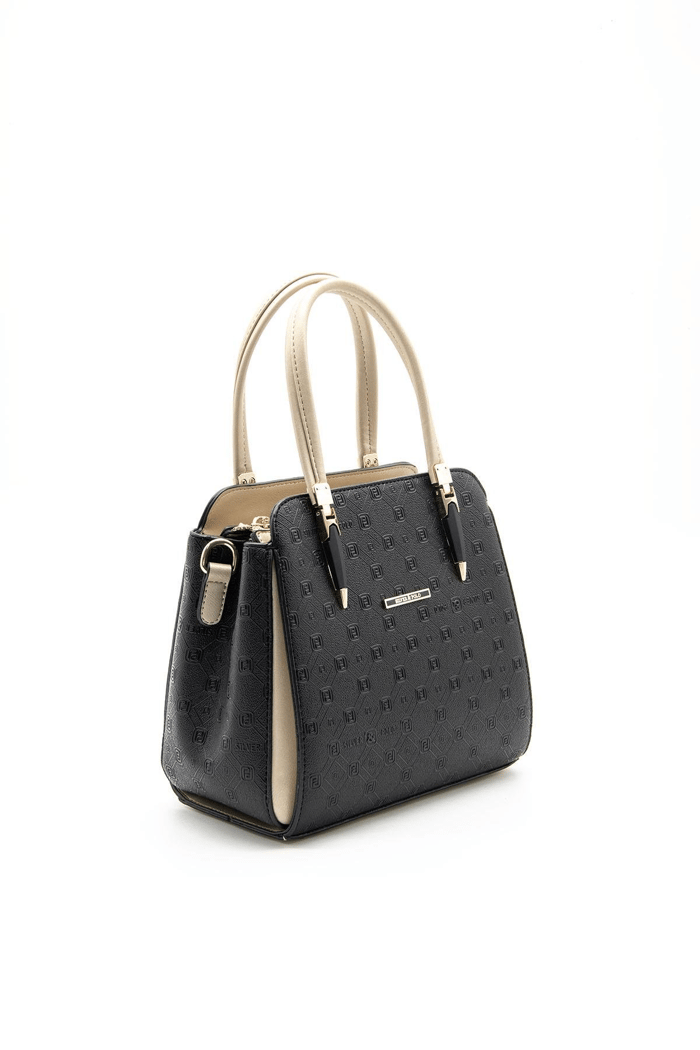 Silver & Polo SP1136 Kadın El Çantası Logolu Siyah-S.Nut