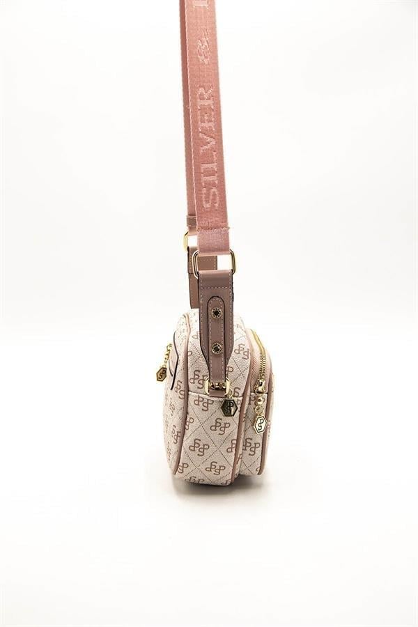 Silver Polo Pembe - Pudra Monogram Kadın Çapraz Çanta SP1111