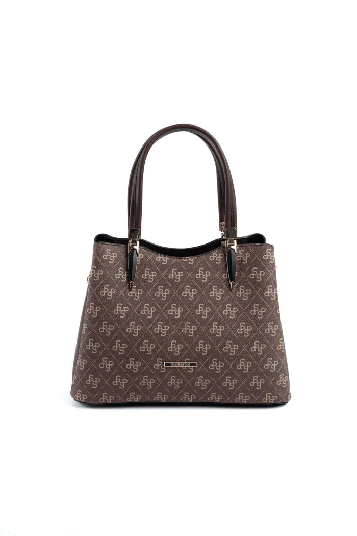Silver & Polo SP1205 Kadın El Çantası Monogram Kahve