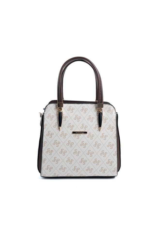 Silver & Polo SP1136 Kadın El Çantası Monogram Bej-Kahve