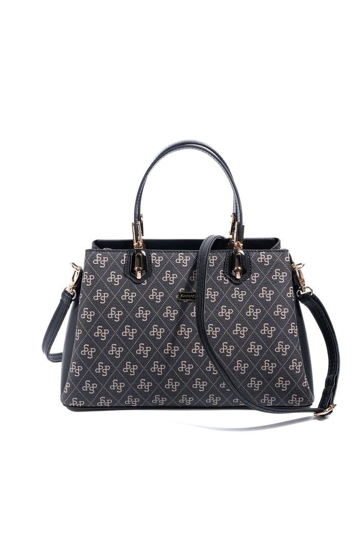 Silver & Polo SP1253 Kadın El Çantası Monogram Füme-Siyah