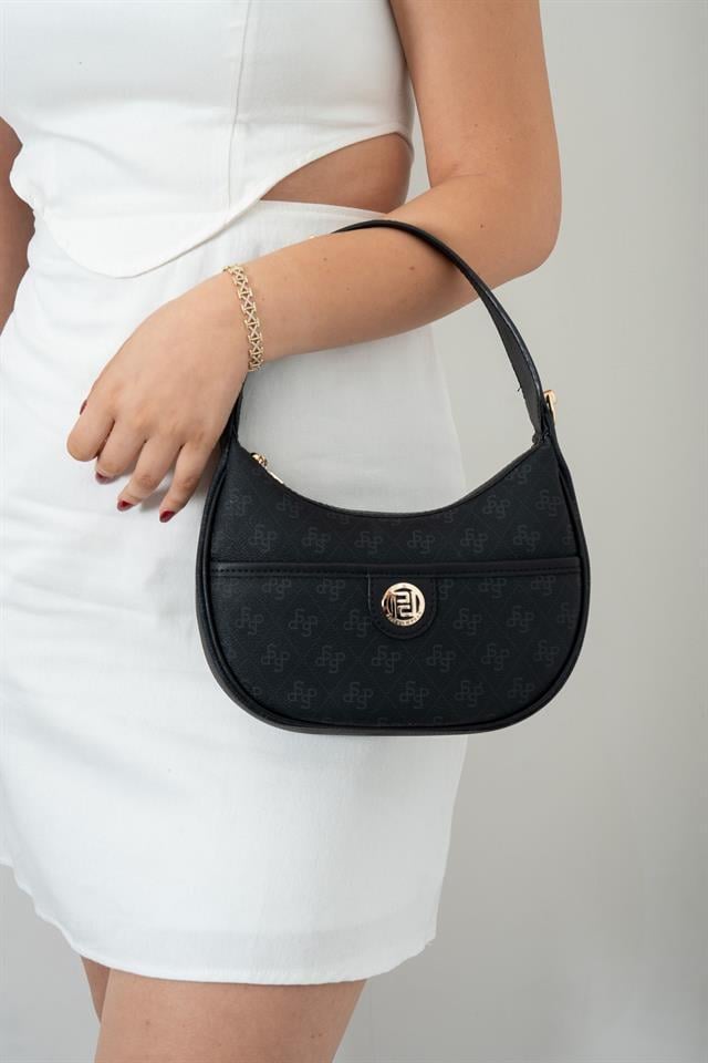 Silver & Polo SP1194 Kadın Omuz Çantası Monogram Siyah