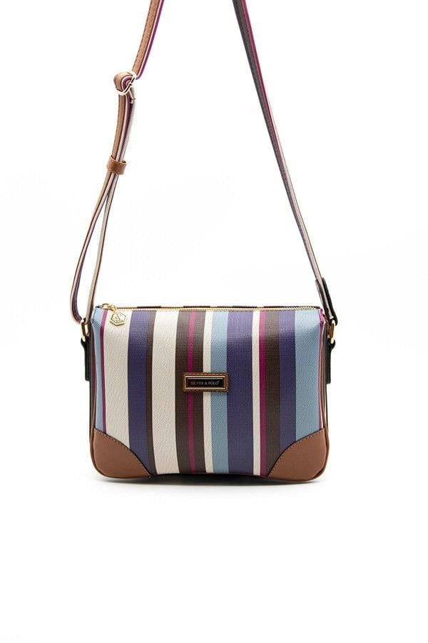 Silver & Polo SP784 Kadın Çapraz Çanta Ekose Mix-Taba
