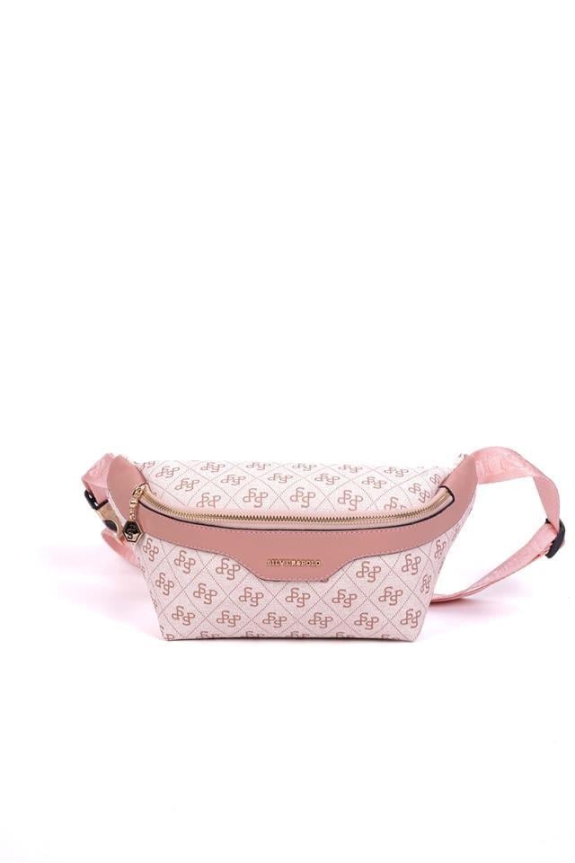 Silver & Polo SP1192 Kadın Bel Çantası Monogram Pembe-Somon