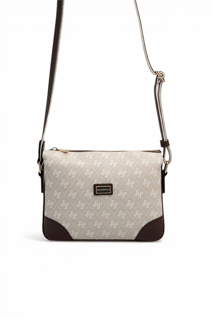 Silver Polo Taş - Kahve Monogram Kadın Çapraz Çanta SP784