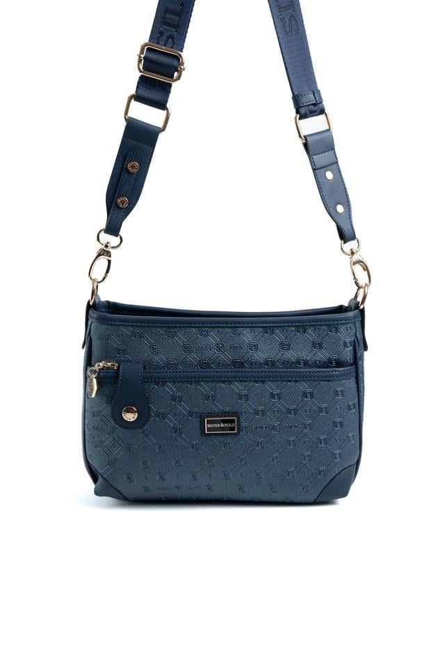 Silver & Polo SP1160 Kadın Çapraz Çanta Logolu Lacivert