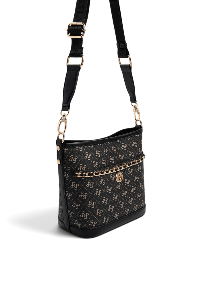 Silver & Polo SP1284 Kadın Omuz Çantası Monogram Füme-Siyah