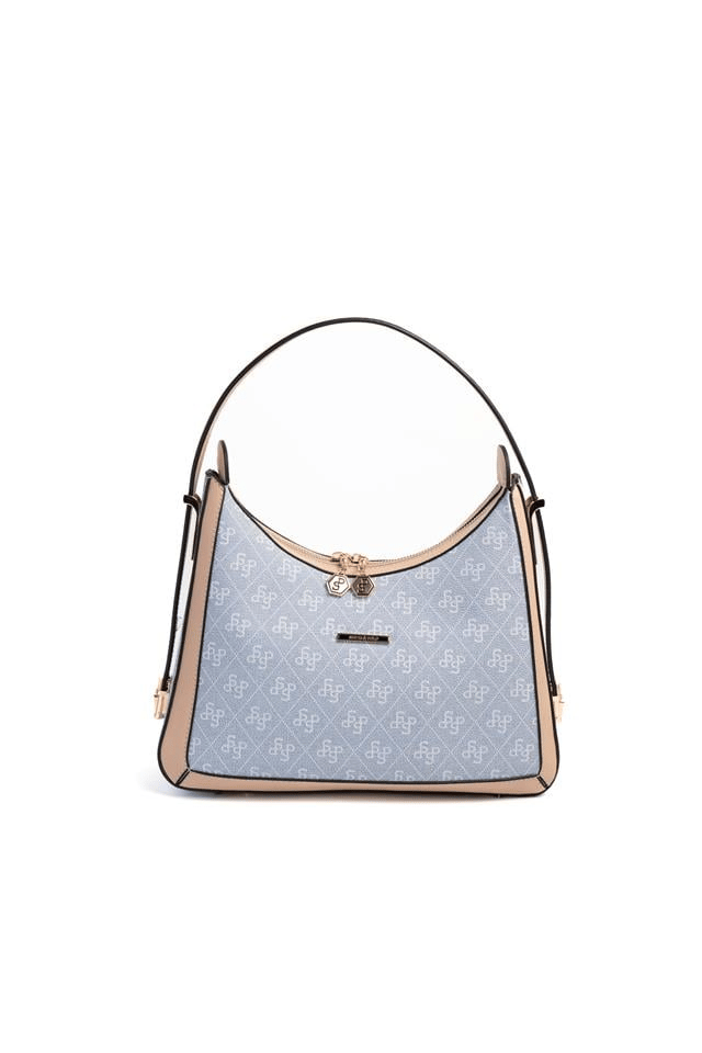 Silver & Polo SP1187 Kadın Omuz Çantası Monogram Mavi-Ten
