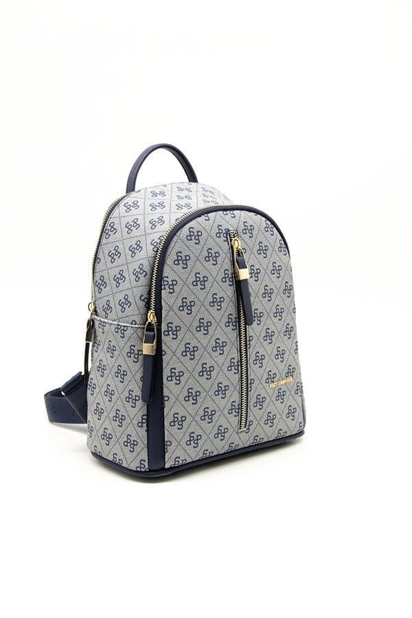 Silver & Polo SP901 Kadın Sırt Çantası Monogram Gri-Lacivert