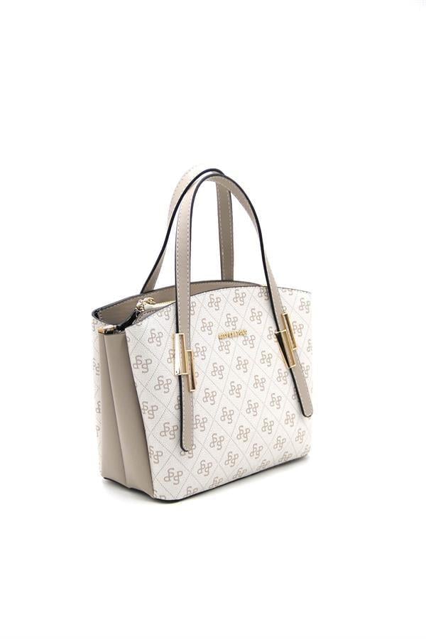 Silver Polo Bej - Kum Monogram Kadın El Çantası SP1021