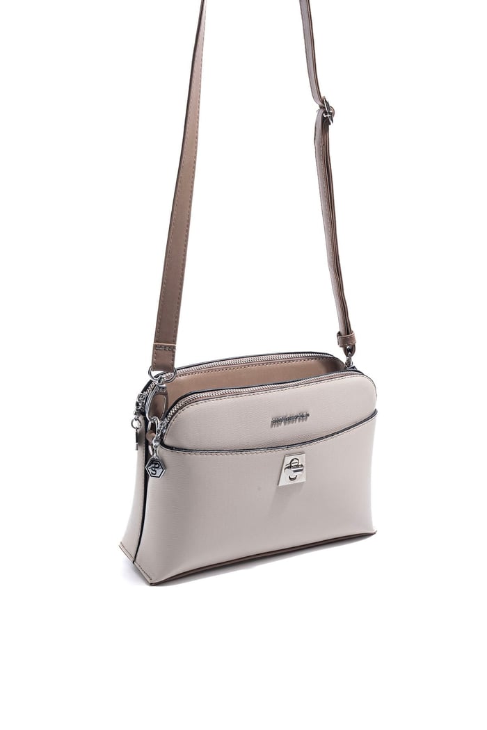 Silver Polo Bej - Latte Düz Kadın Çapraz Çanta SP623