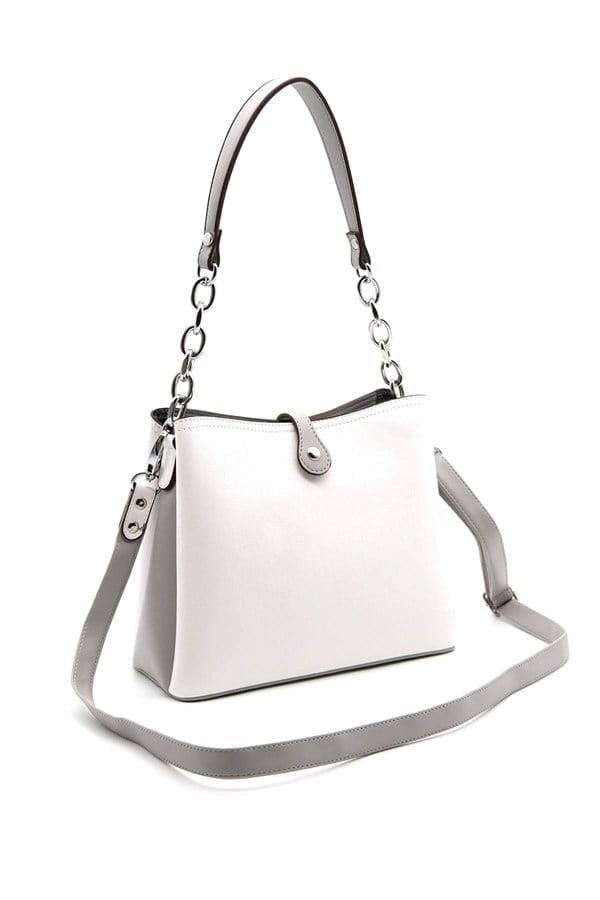 Silver & Polo SP974 Kadın Omuz Çantası Düz Beyaz-A.Gri