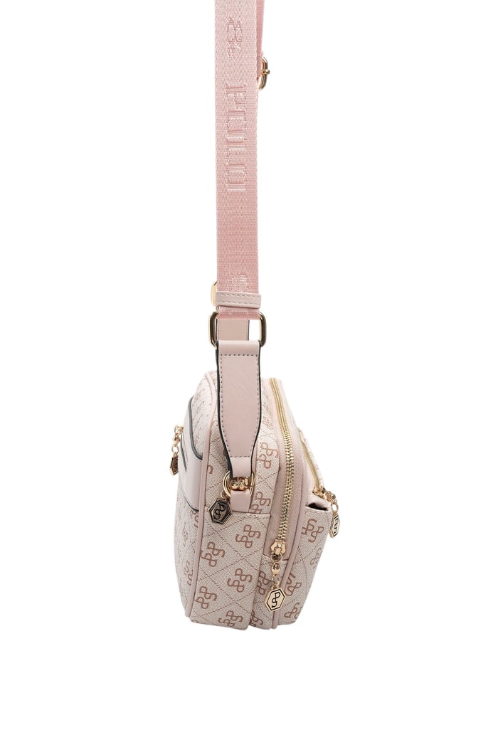 Silver Polo SP1162 Kadın Çapraz Çanta Monogram Pembe-Pudra
