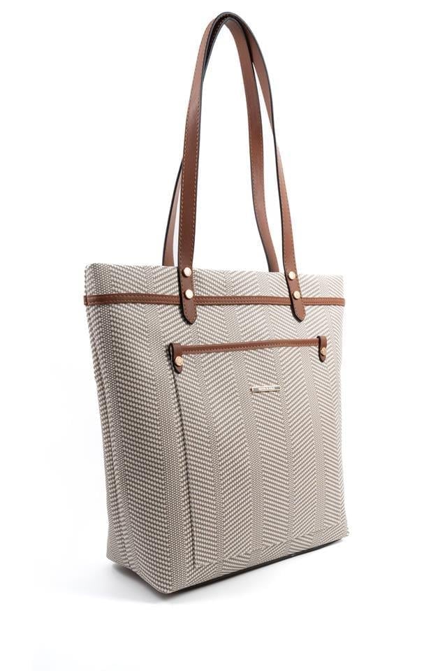 Silver Polo Bej - Taba Hasır Kadın Omuz Çantası SP1203