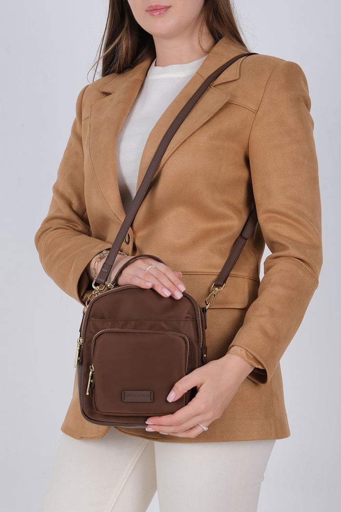 Silver Polo Kahve - Kahve Saten Kadın Çapraz Çanta SP1220