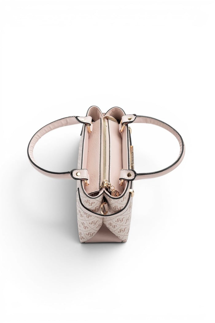 Silver Polo Pembe - Pudra Monogram Kadın El Çantası SP1149