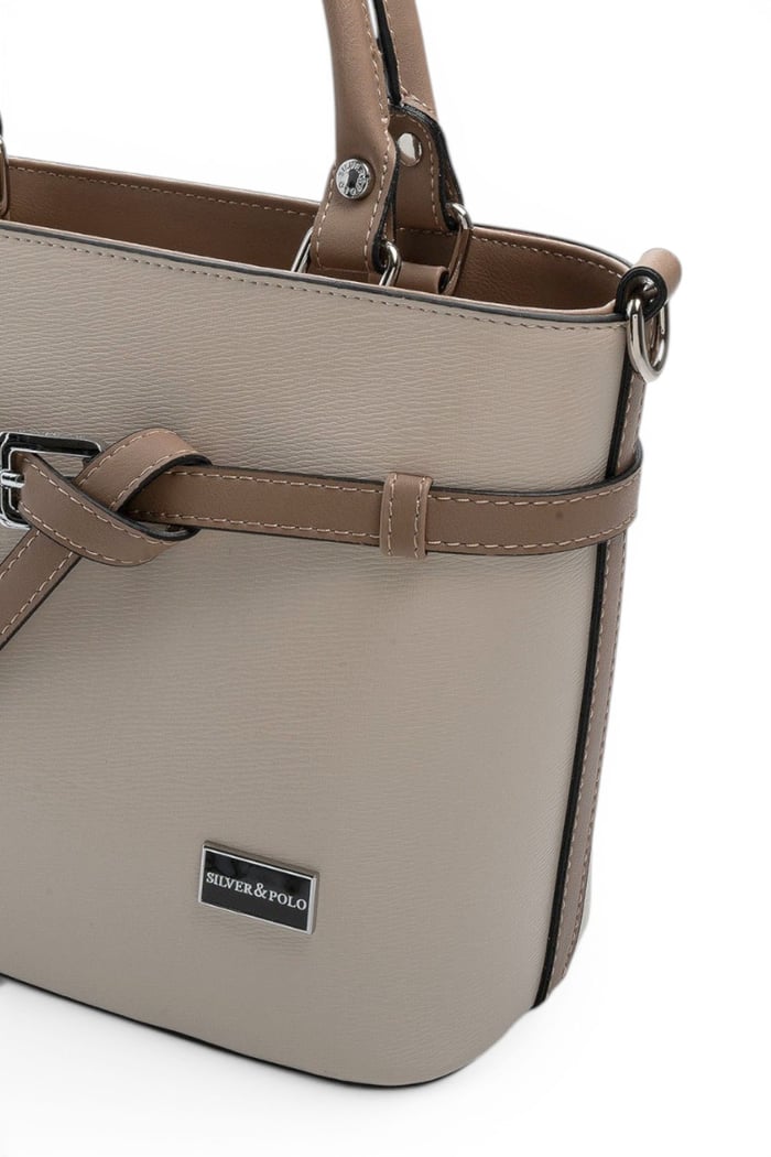 Silver Polo SP1283 Kadın El Çantası Düz Bej-Latte