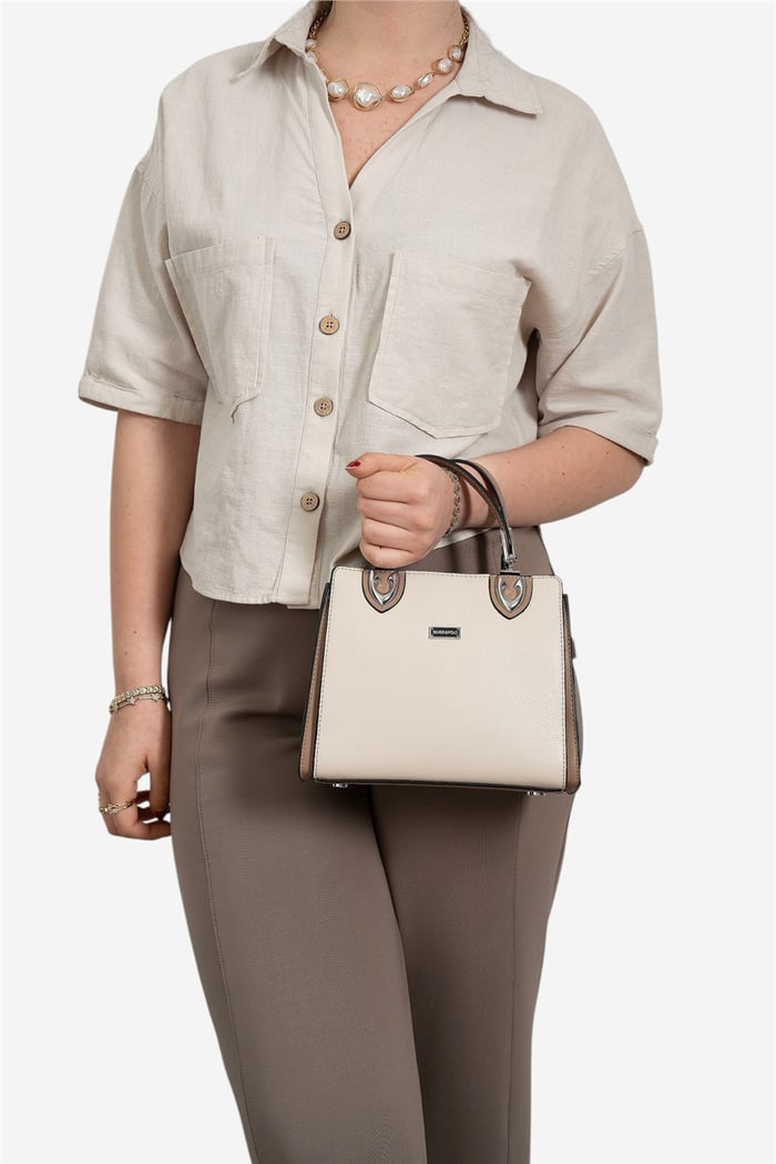 Silver Polo Bej - Latte Düz Kadın El Çantası SP1133