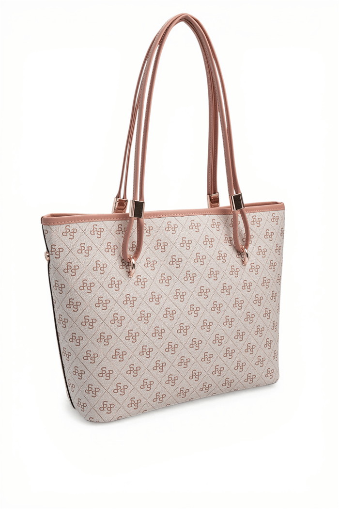 Silver Polo Pembe - Somon Monogram Kadın Omuz Çantası SP1282