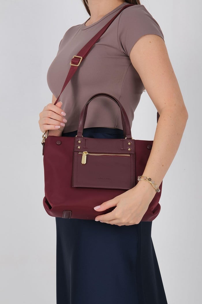 Silver Polo Bordo - Bordo Saten Kadın El Çantası SP1213